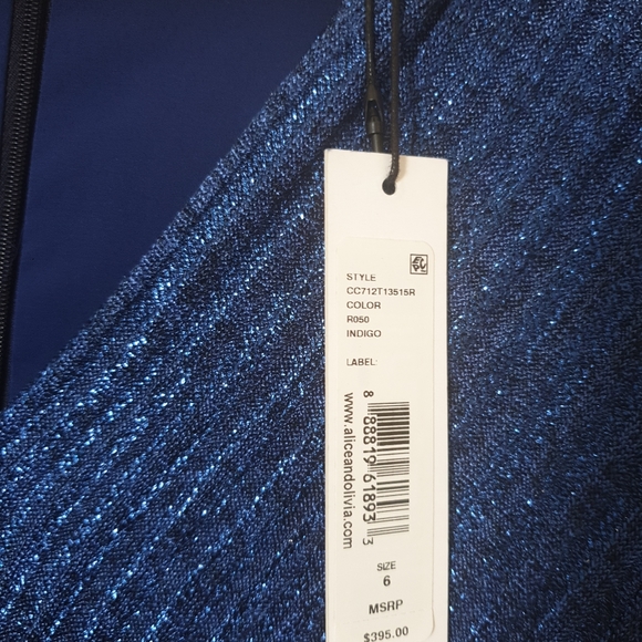 Alice & Olivia blue dress 3/4 sleeves - Picture 4 of 11